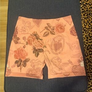 Darc Sport Peach Floral Bike Shorts